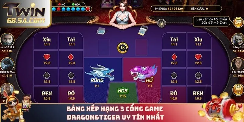Bảng xếp hạng 3 cổng game Dragon&Tiger uy tín nhất